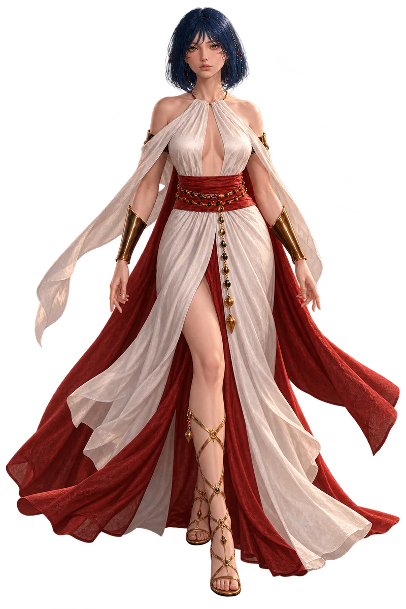 Sandora — full-body character concept artwork